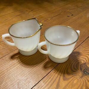 Fire King White and Gold Coffee Cups